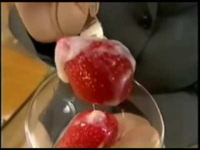 Cum eating Teacher snacks on strawberries [MM-13]