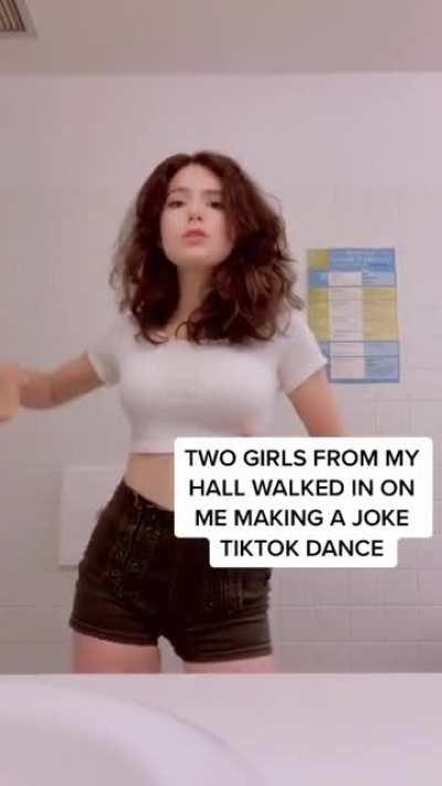 Becca getting interrupted filming a TikTok video
