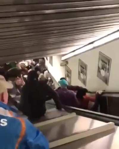 Malfunctioning escalator in a Rome metro station