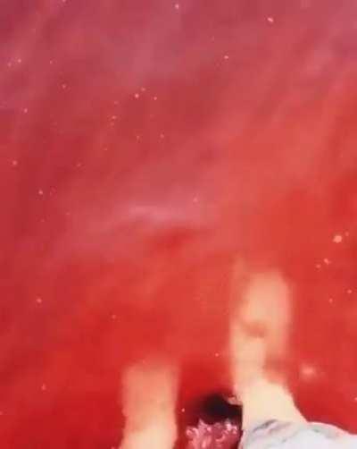 Кровавый пляж. Согласно статистике, около 70% красной почвы на острове Ормуз содержит оксид железа, из-за чего пляж (и прилив) имеют насыщенный оттенок красного.