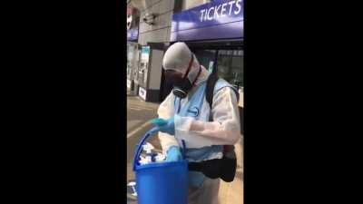 The Covid cleaner theatrical stunt - made possible with public funding and some actually fall for it.