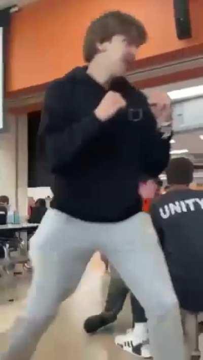 Black hoodie threw a carrot at blue hoodie and blue hoodie got pissed