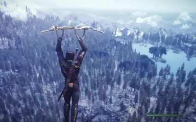 Testing Skyrim's Paraglider mod and killing some necromancers