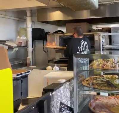 Pizza hot from the oven