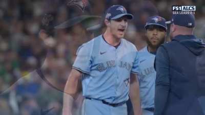 Max Scherzer makes his case to John Schneider to stay in the game and strikes out the next batter