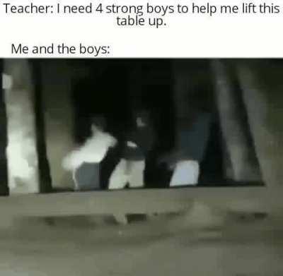 Hey ho! Hey ho! Gotta lift the table for this hoe!