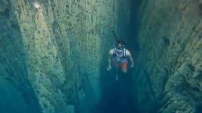 You can see him panic a little as he struggled to swim back up