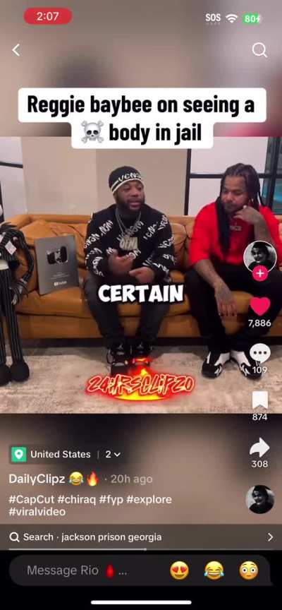 Reggie baby outta jail was locked up in Jackson prison Atlanta lingo down pack 😂😂 