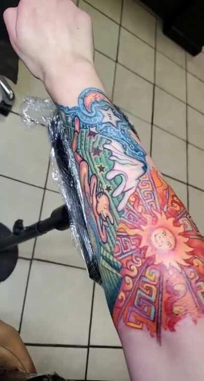 My Bicycle Day tattoo is finally complete after 3 sessions