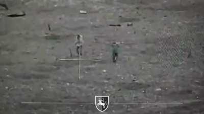 A Ukrainian kamikaze drone against Russians