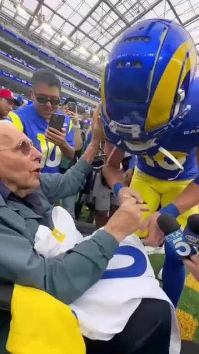“I surprised Mr. Goode a 97 year old WW2 Veteran with his dream come true! His wish was to go to a @rams football game. This was NO ordinary experience. Watch the video & see his wish come true & Mr. Goode meeting his favorite player @cooperkupp!!