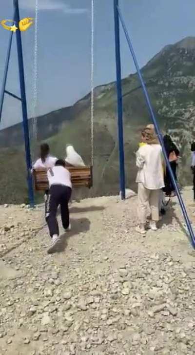 Swing set with a view