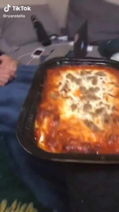 It’s all fun and games until some spills the Lasagna.