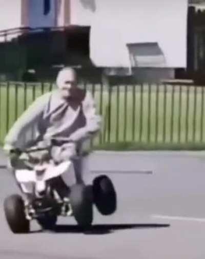 WCGW when an old man tries a quad bike.