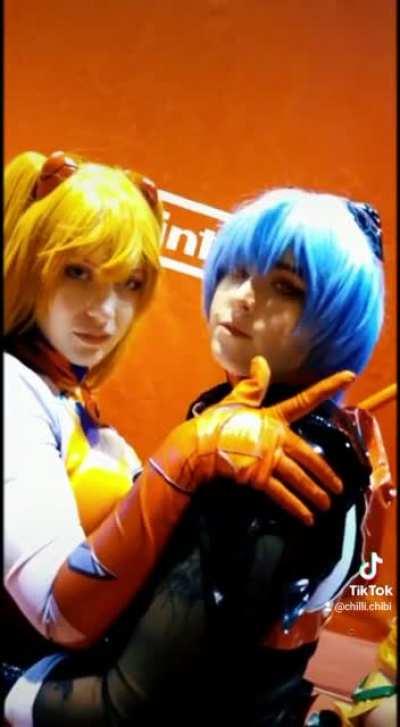 me and my bestie as asuka and rei theatrical version on lisboa games week!
