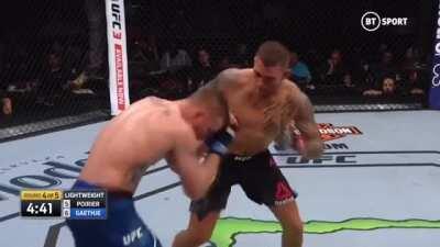 Dustin Poirier slipping strikes and dusting his opponents.