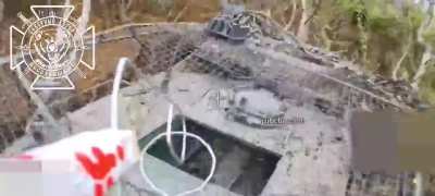 RU POV: Fiber-optic drones attacked Ukrainian FV432 APC in the Kharkov oblast.