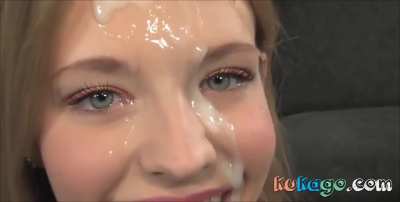 Huge thick facial for stunning blonde 