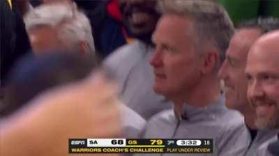 [Highlight] Steve Kerr's reaction to finding out they won the coach's challenge