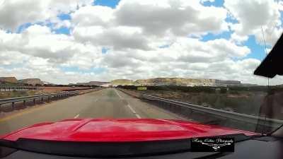 Dashcam Footage of Train Derailing and Explosion on I-40 in New Mexico/Arizona