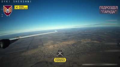 The 46th Airmobile Brigade's Ivanhoe & Friends unit use Wild Hornets FPV Interceptors to end an orc Supercam and three Zala recon drones. One of the FPV's goes around a Zala to hit it head on. (date / location not provided)