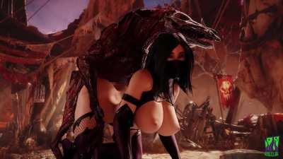 Doggy riding Mileena (beastlyjoe)