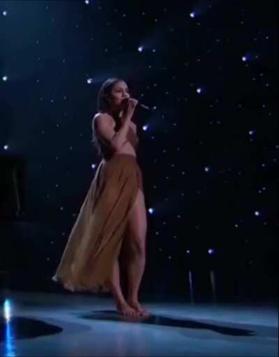 Vanessa Hudgens leggy on stage