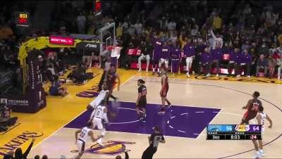 [Highlight] Westbrook gets the steal and dishes it to LeBron for the slam