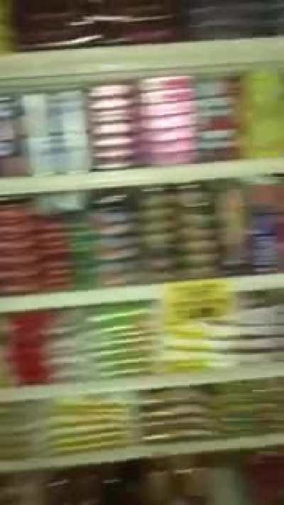 Lights went off and this announcement came on in the supermarket I was in.