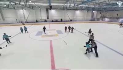 kid gets a fit of rage during a hockey game.