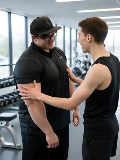 Skinny gym newbie meets his goal physique. 😲😳