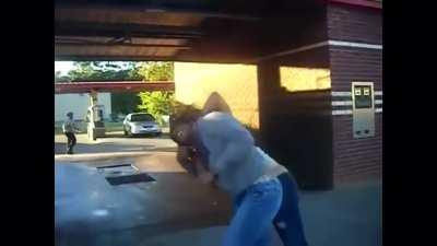 Bully farts on opponents head and takes her for a pony ride ultimate Humiliation