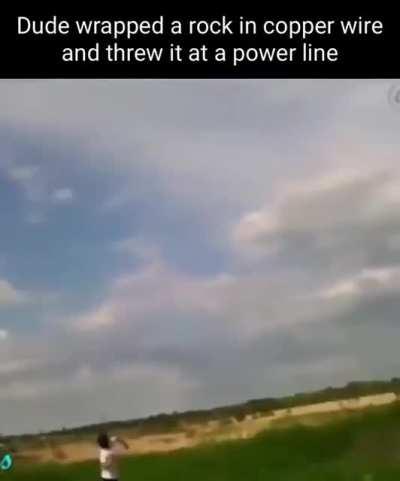 Guy summons Zeus with a rock wrapped in copper wire