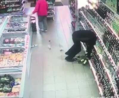 Trying to get more booze when you're totally hammered