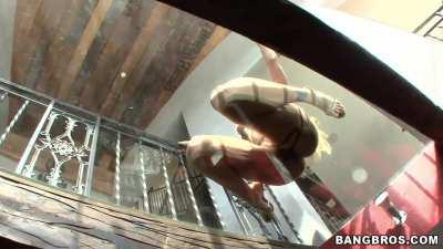 Solo teasing from a see through glass