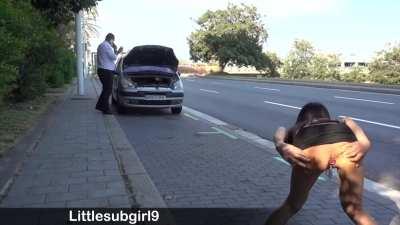 Dared by my friend to flash my tits and pussy in public