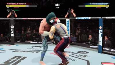 Perfectly timed the spinning wheel kick