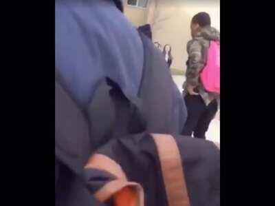 Purple shirt felt strong after that punch.