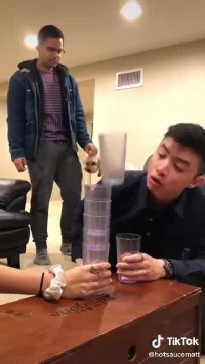 Guy showing how he blows to other dudes