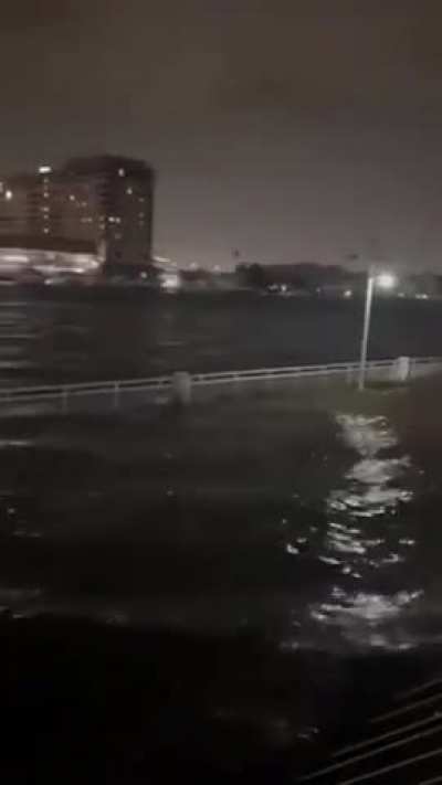 AquaFence at Tampa General Hospital keeping out storm surge from Hurricane Helene
