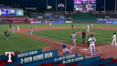 [Highlight] [Highlight] Marcus Semien's third home run in as many games makes it 8-2 Rangers over the Royals.