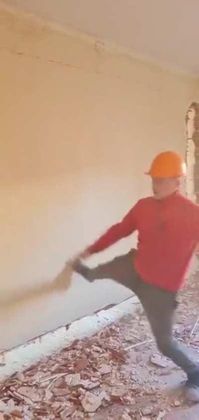 Atleast he has his helmet on