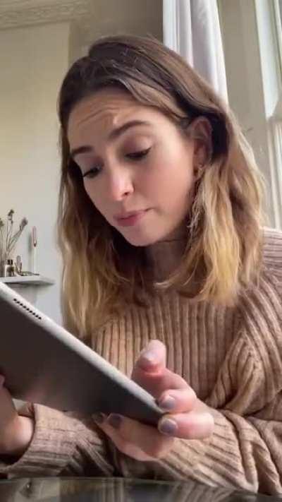 Lily reading for @savewithstories on IG