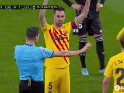 Busquets goal celebration after the VAR decision