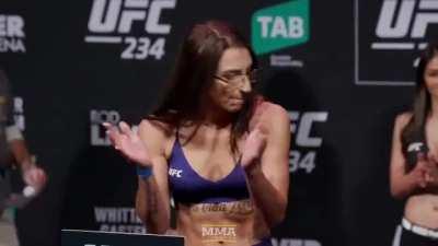 Nadia Kassem at the ceremonial weigh-ins for UFC 234