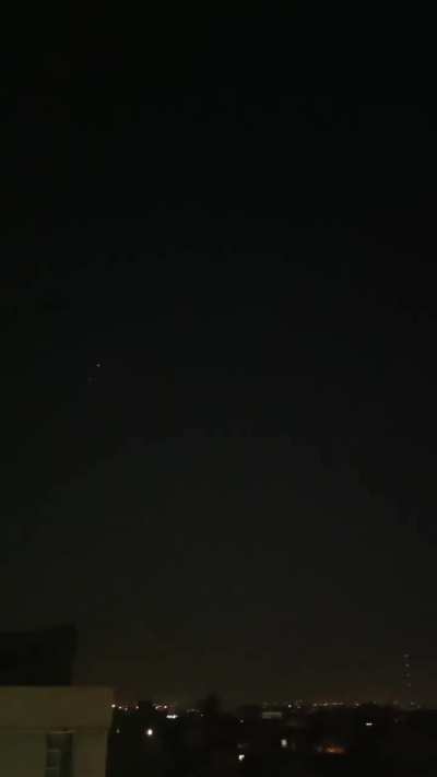 Iranian anti-aircraft guns firing into the sky over Tehran (June 14, 2025)