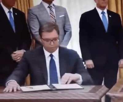 Serbian president realizes what he signed after Trump says it