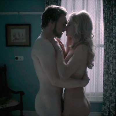 Rosamund Pike nude and almost touching a real dick