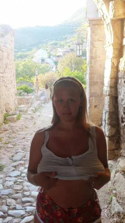 Well, big, young boobs in an old, historic city.