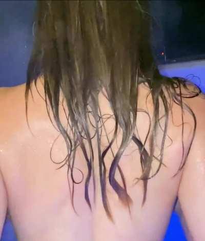 Naked in the hot tub 